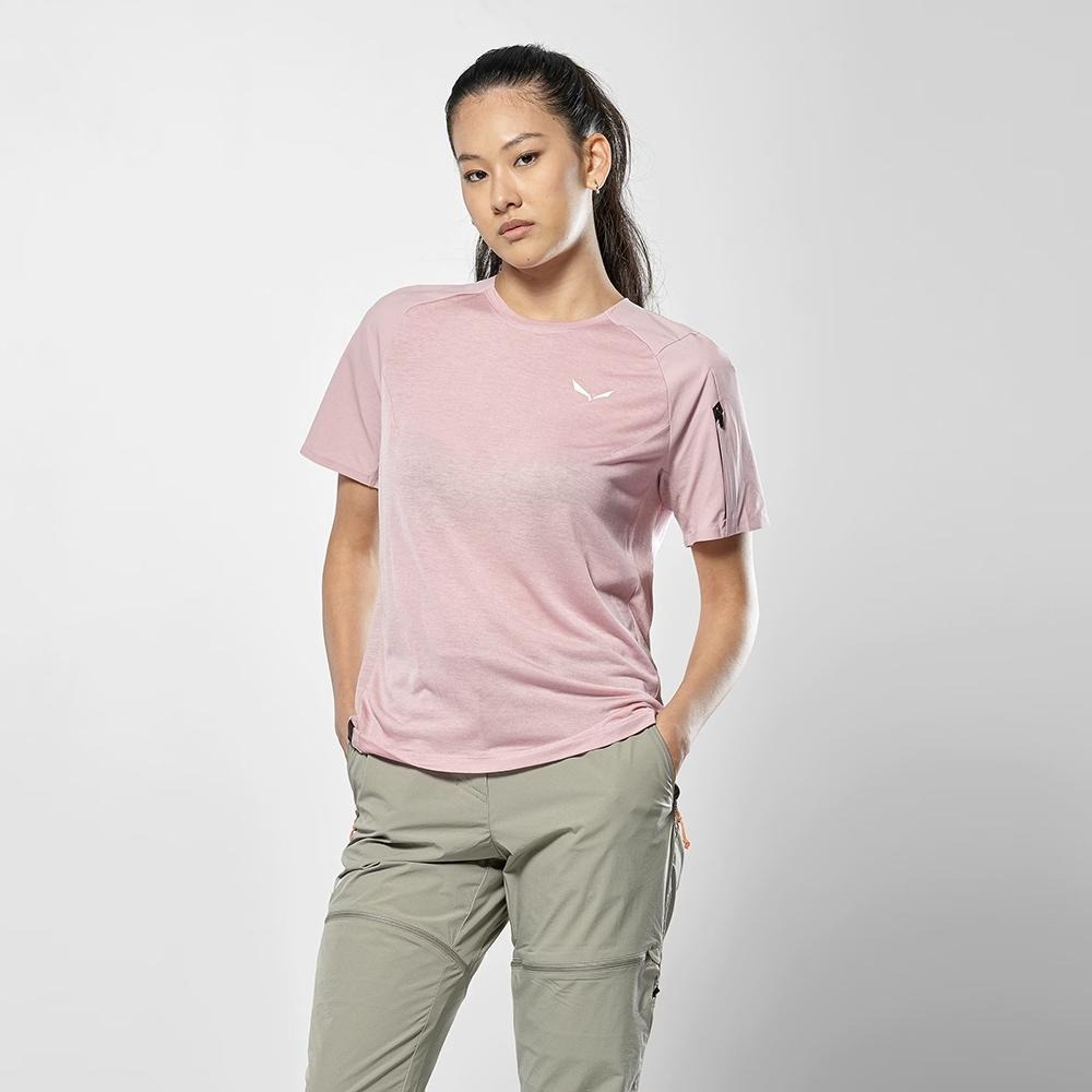 【SALEWA 義大利】PUEZ MERINO HYBRID T-SHIRT 女 夏季短袖羊毛排汗衣｜排濕溫控運動上衣-細節圖8