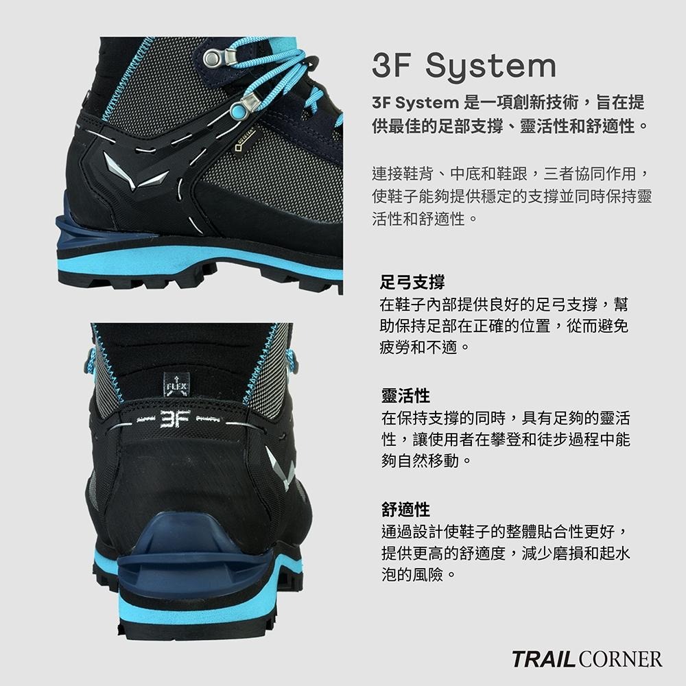 【SALEWA 義大利】CROW GORE-TEX 登山鞋 女 海軍藍｜中筒防水登山靴 防水健行鞋 徒步旅行-細節圖4