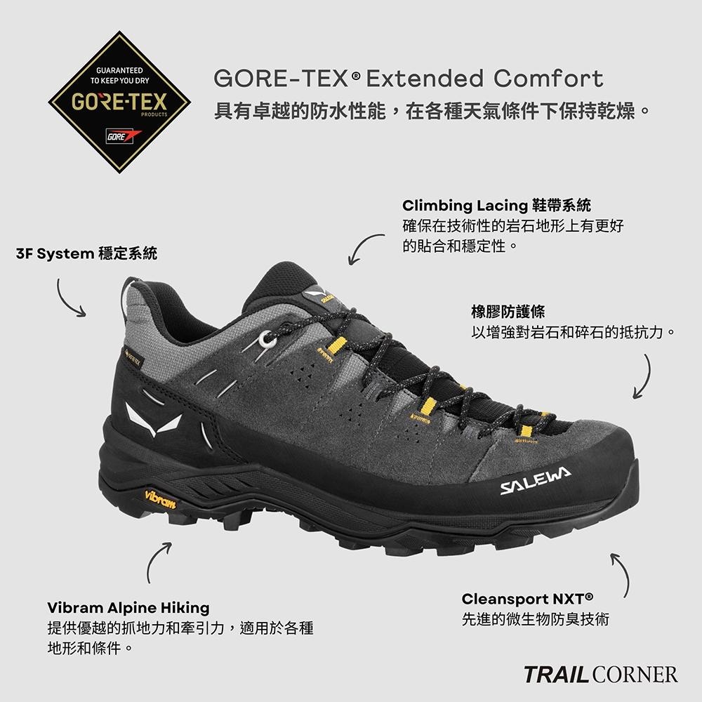 【SALEWA 義大利】ALP TRAINER 2 GORE-TEX 低筒防水登山健行鞋 男 黑瑪瑙/黑｜多功能運動鞋-細節圖5