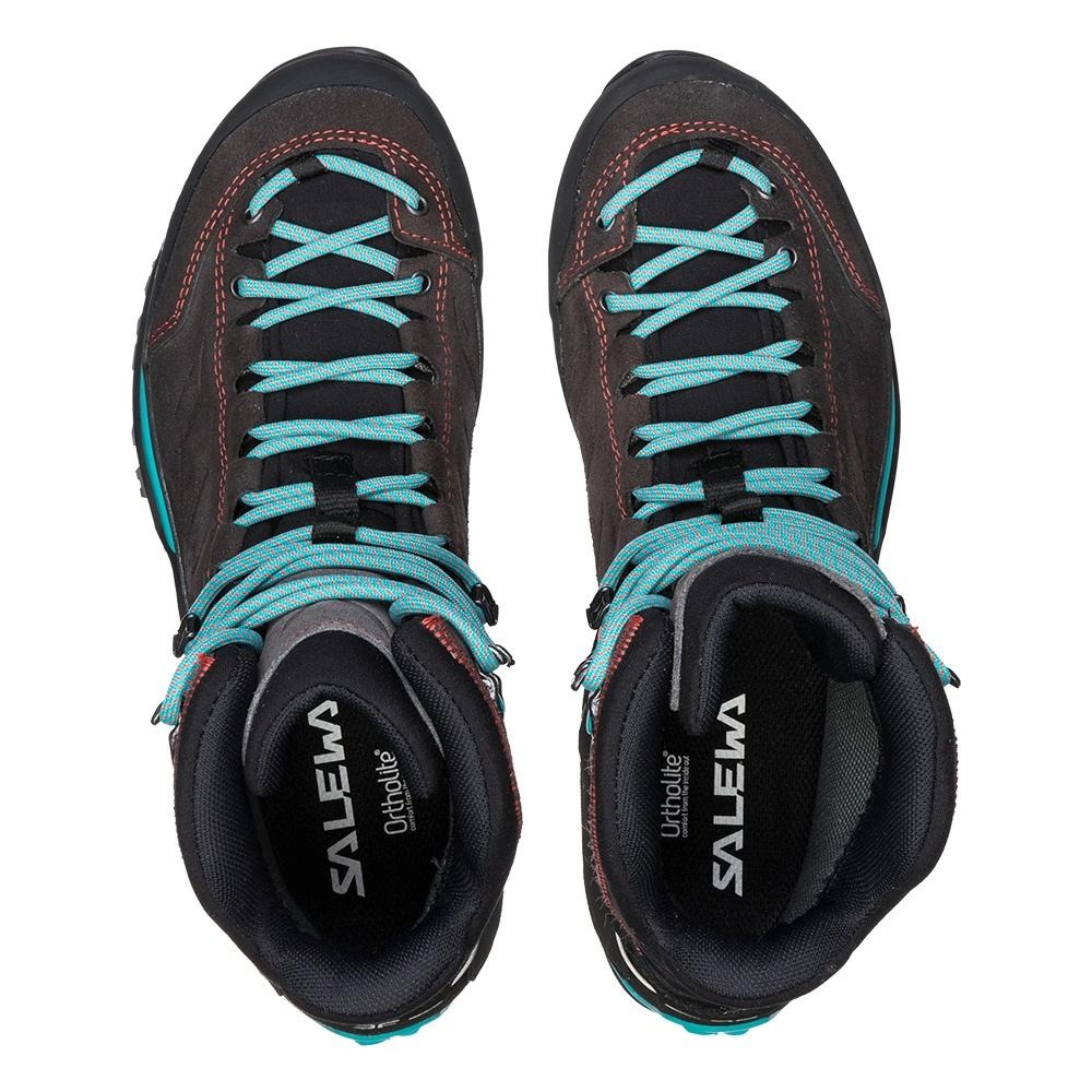 【SALEWA 義大利】MOUNTAIN TRAINER GORE-TEX 防水登山健行鞋 女 黑/翠綠｜高山健行靴-細節圖8