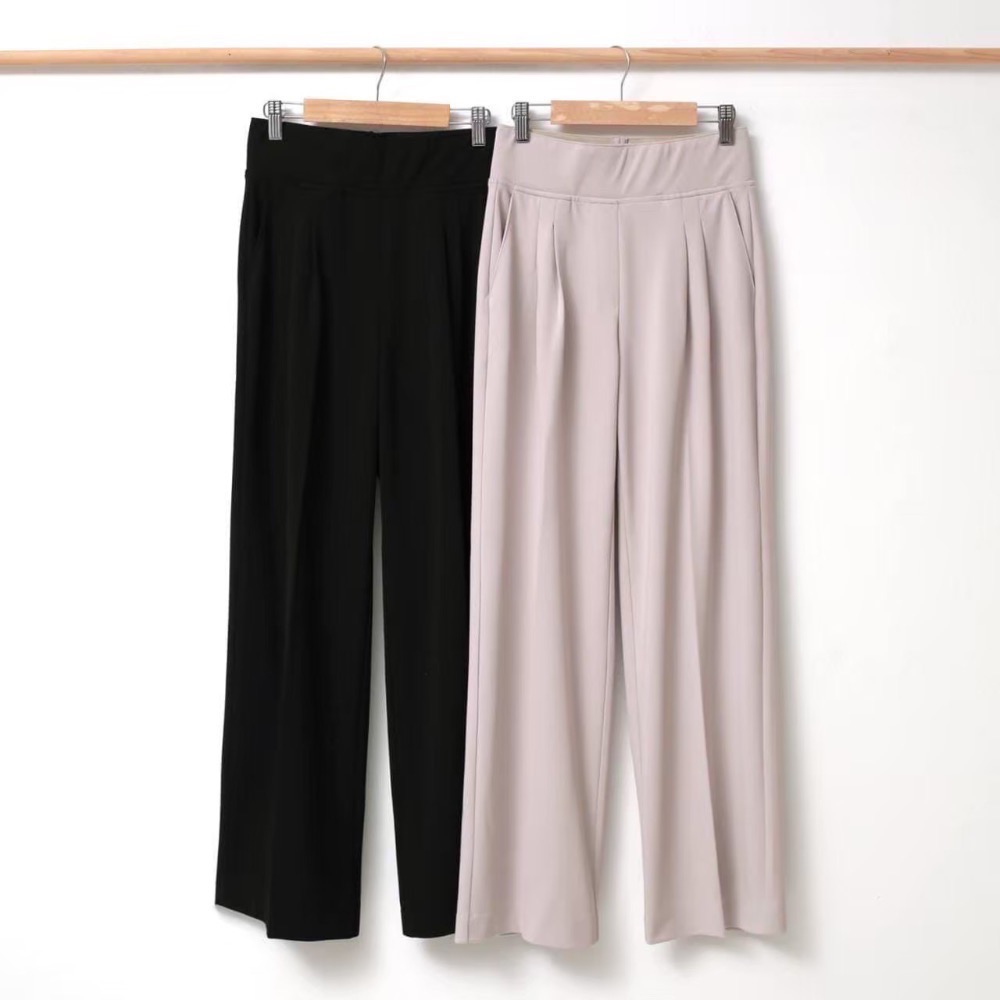 MORE【現貨+預購】收腹打折直筒西裝寬褲-細節圖4