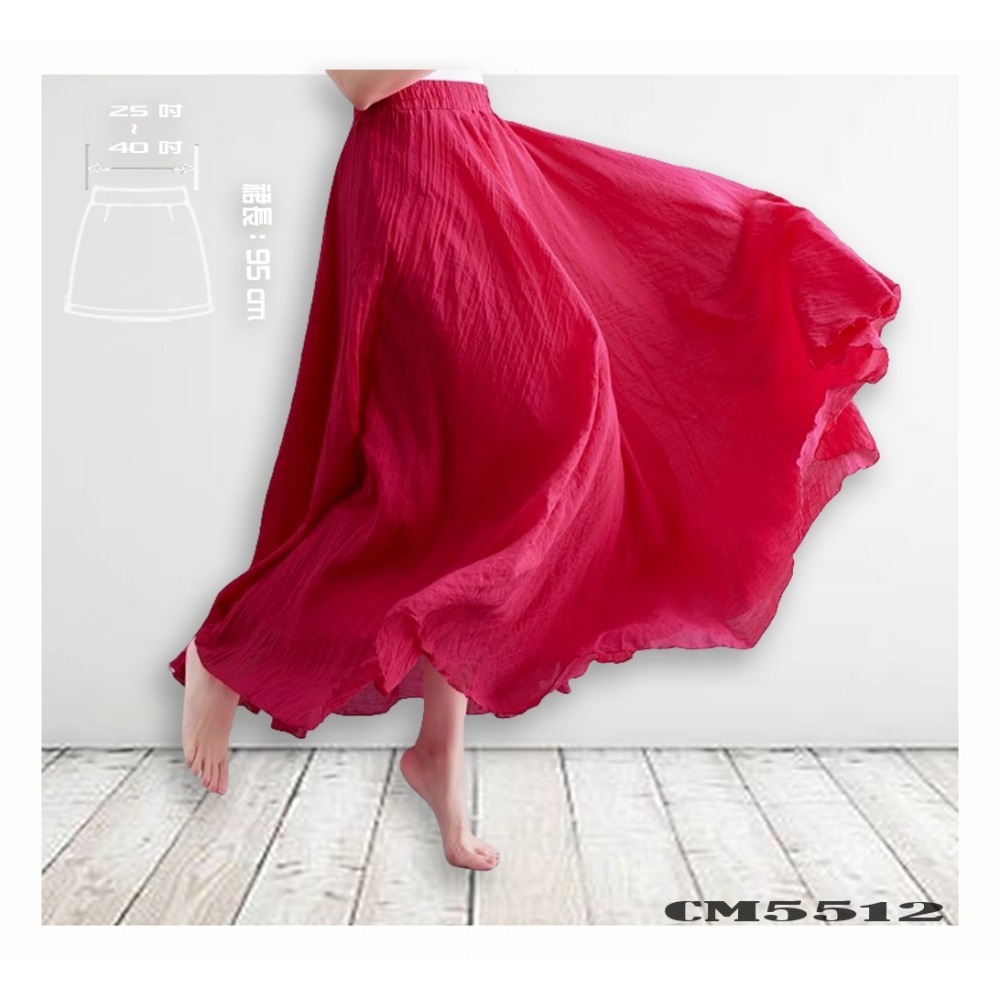 棉麻純色裙 不悶熱好穿 吸汗透氣 絕對好色 民族風-細節圖5