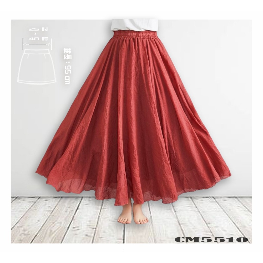 棉麻純色裙 不悶熱好穿 吸汗透氣 絕對好色 民族風-細節圖4