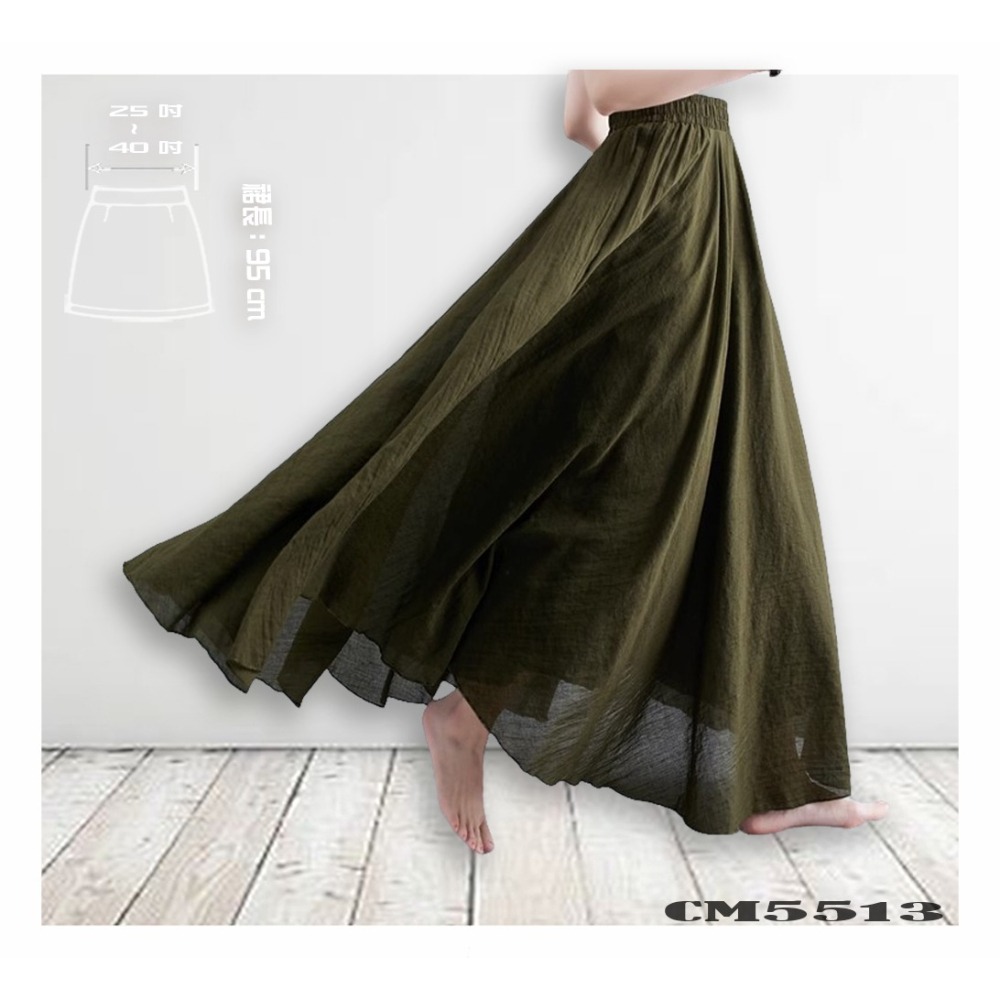 棉麻純色裙 不悶熱好穿 吸汗透氣 絕對好色 民族風-細節圖6