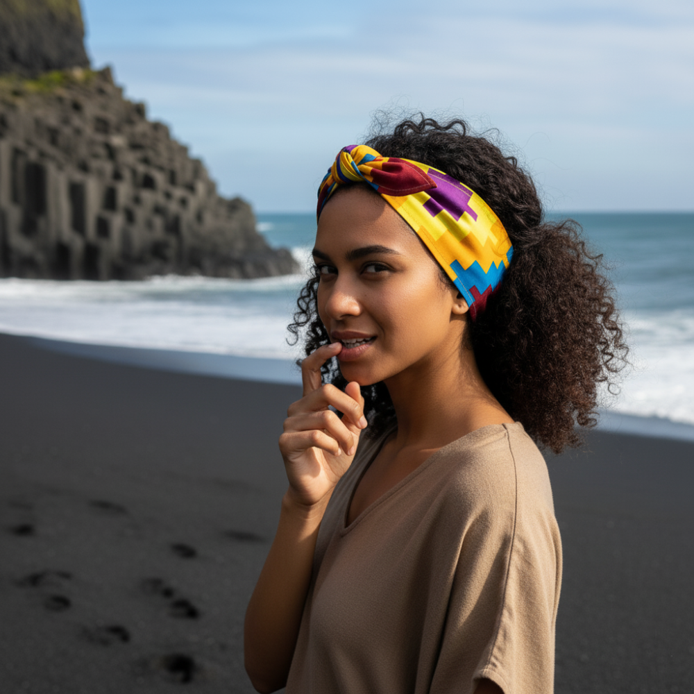 非洲花布髮帶(無鋼絲)百變造型 民族風 可自行造型-細節圖3