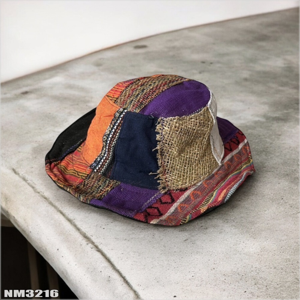尼泊爾手工帽-拼布 織布手作 純手工 獨一無二 尼藏文化圖騰 具藝術收藏 非原民風-細節圖2