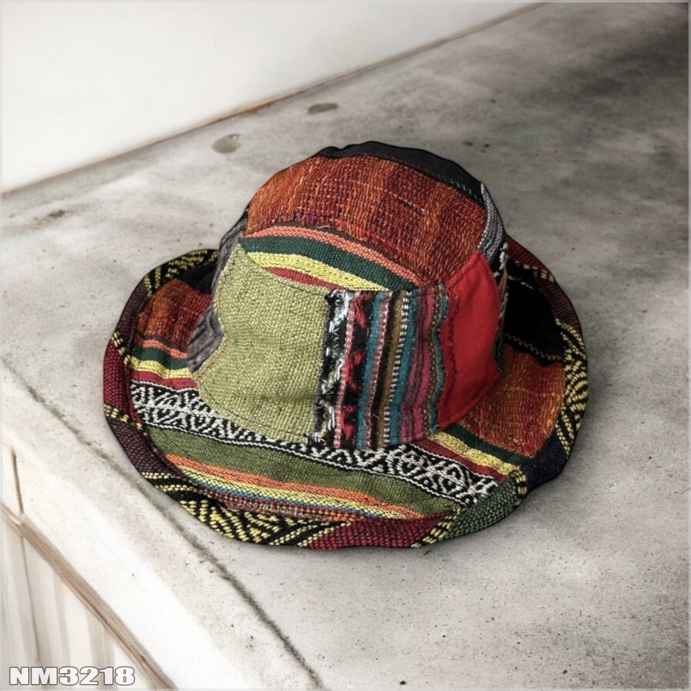 尼泊爾手工帽-拼布 織布手作 純手工 獨一無二 尼藏文化圖騰 具藝術收藏 非原民風-細節圖4