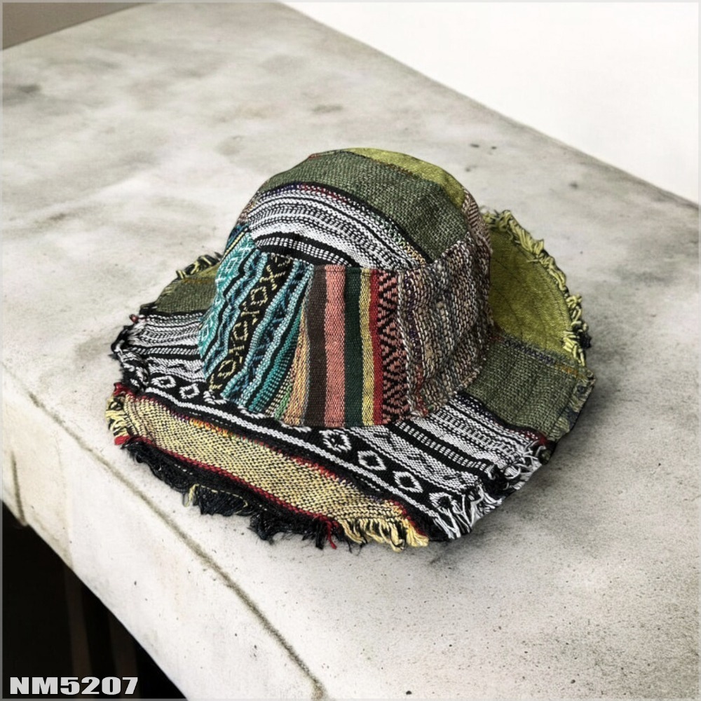 尼泊爾手工帽-拼布流蘇 織布手作 純手工  尼藏文化圖騰 獨一無二 具藝術收藏 非原民風-規格圖7