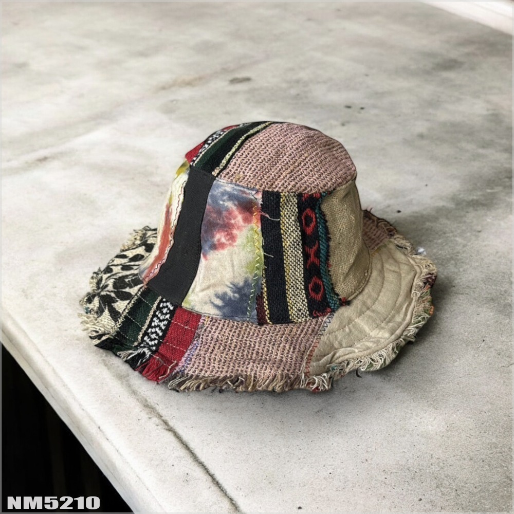 尼泊爾手工帽-拼布流蘇 織布手作 純手工  尼藏文化圖騰 獨一無二 具藝術收藏 非原民風-規格圖7