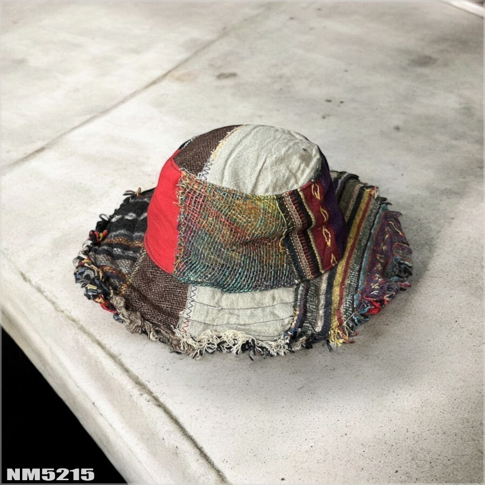 尼泊爾手工帽-拼布流蘇 織布手作 純手工  尼藏文化圖騰 獨一無二 具藝術收藏 非原民風-規格圖7
