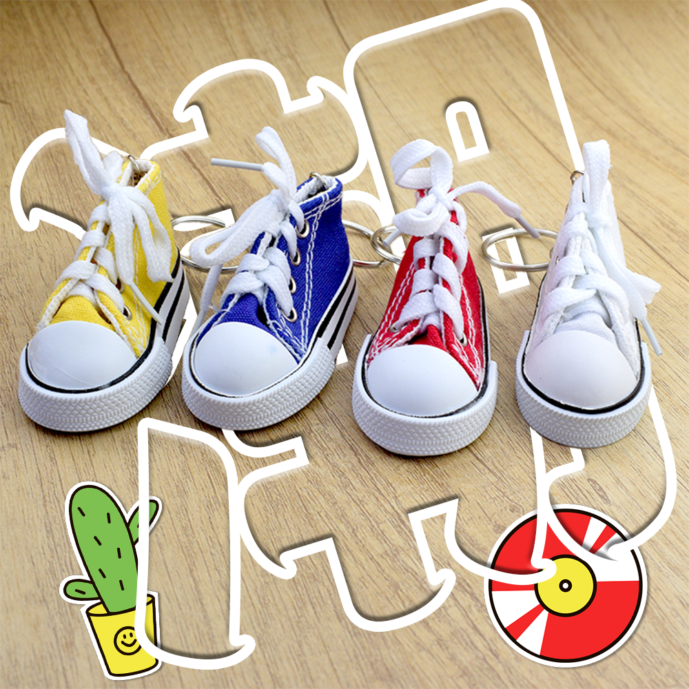 帆布鞋鎖匙圈⚡️邦妮【台灣現貨】經典帆布鞋 個性 鑰匙圈 迷你鞋 小鞋 造型鑰匙圈 可愛 迷你 帆布 鑰匙扣 潮流-細節圖3