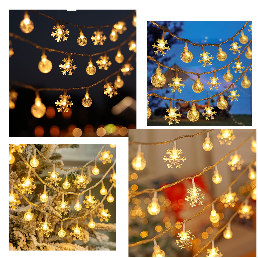 水晶球雪花燈串 電池款3米20燈⚡️邦妮【台灣現貨】LED燈串 圓球燈 雪花燈星星燈銅線燈螢火蟲燈 裝飾燈防水-細節圖3