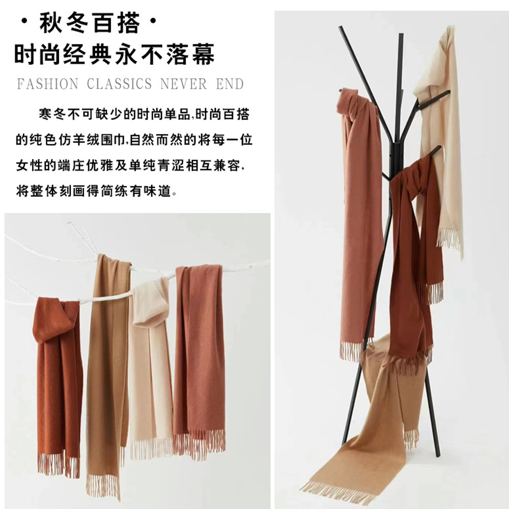 純色 仿羊絨圍巾 百搭 柔軟舒適⚡️邦妮【速出】日韓款 質感圍巾 兒童圍巾 保暖圍巾 男生圍巾 女生圍巾 仿羊絨-細節圖3