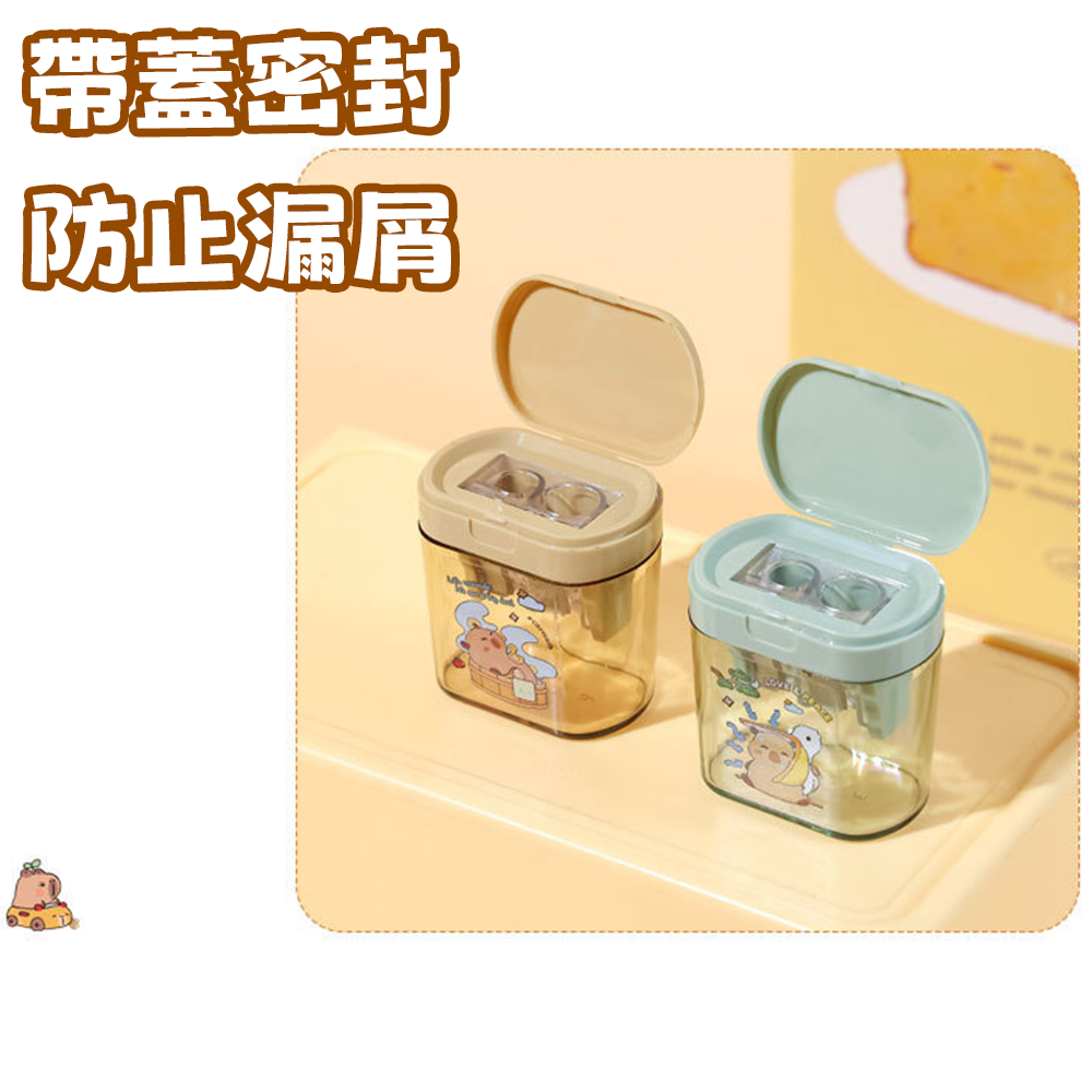 迷你削鉛筆機 雙孔 大三角鉛筆也能削⚡️邦妮【現貨】迷你雙孔削鉛筆器 削筆器 削鉛筆機 削筆器 卷筆刀 削鉛筆刀-細節圖3