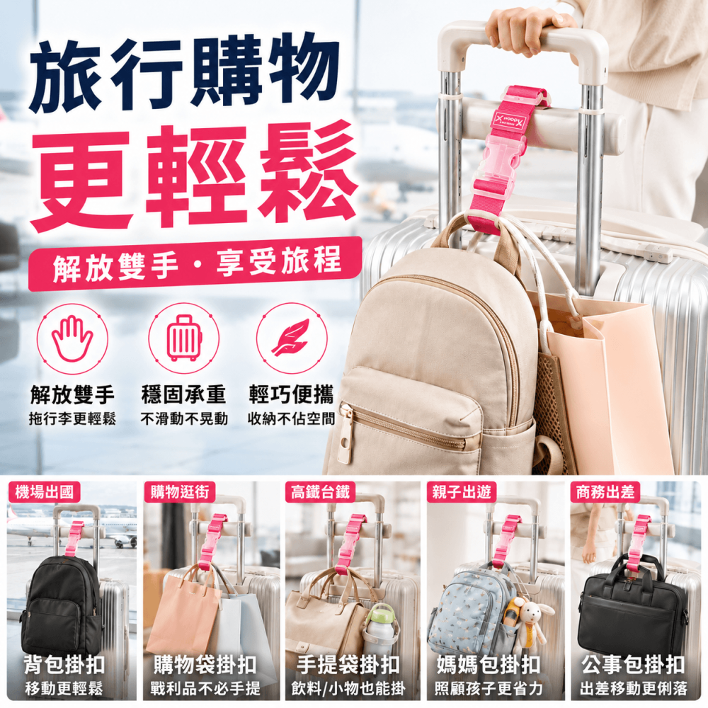 行李掛扣⚡️邦妮【快速出貨】行李掛環 解放雙手 出國必備 行李箱扣環 行李帶扣環 行李箱掛鉤 行李掛帶 掛勾行李箱掛扣-細節圖3