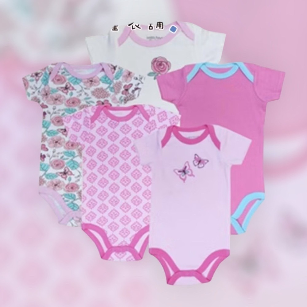 女寶長袖短包屁衣五件套 彌月禮盒-細節圖2