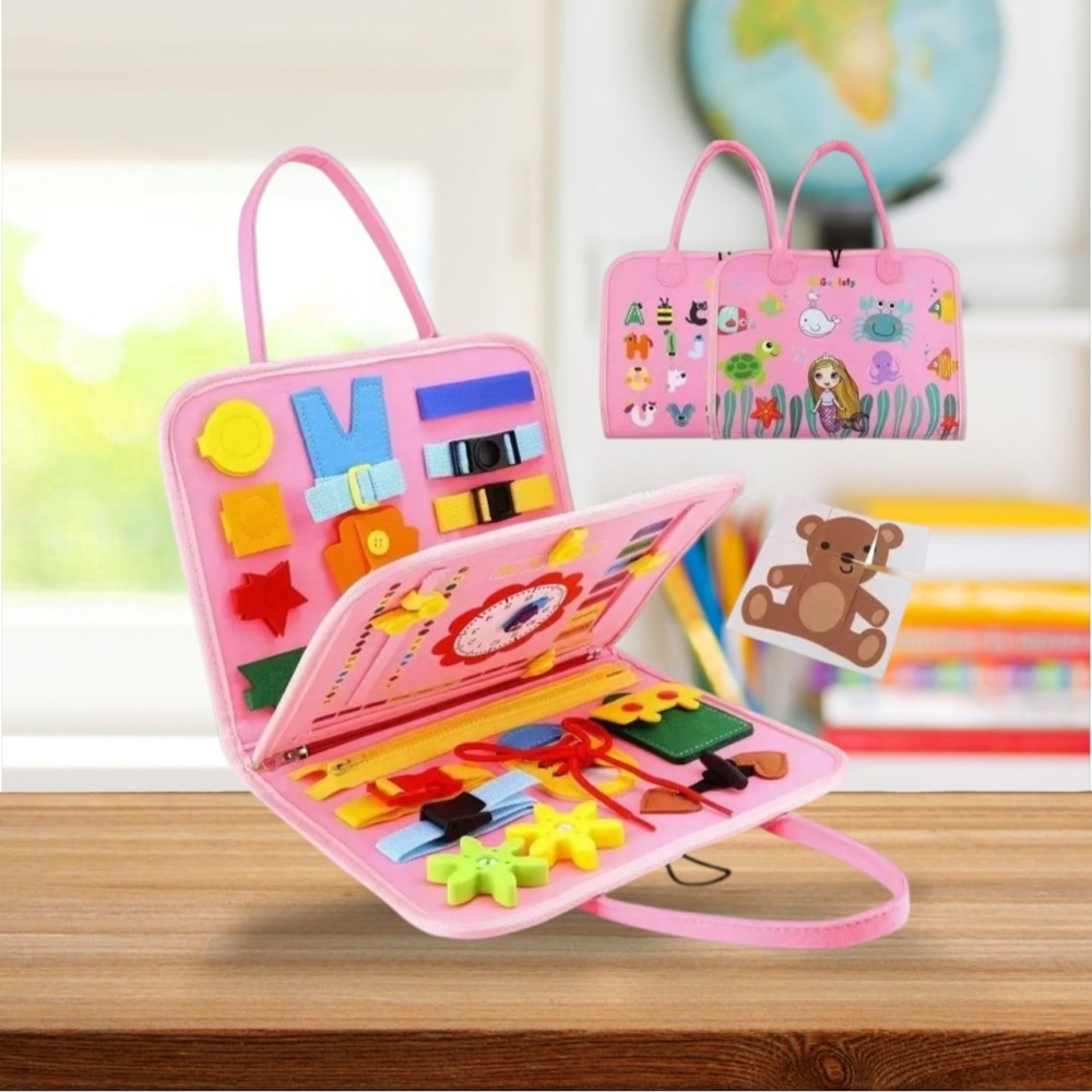 蒙特梭利教具 可折疊忙碌板 感官玩具教具 學習玩具-細節圖2