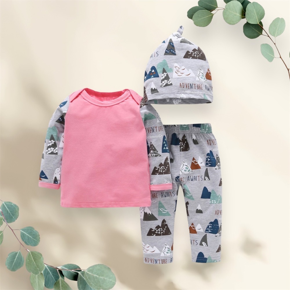 男女純棉長袖套裝  三件套  (上衣+褲子+帽子)-規格圖4