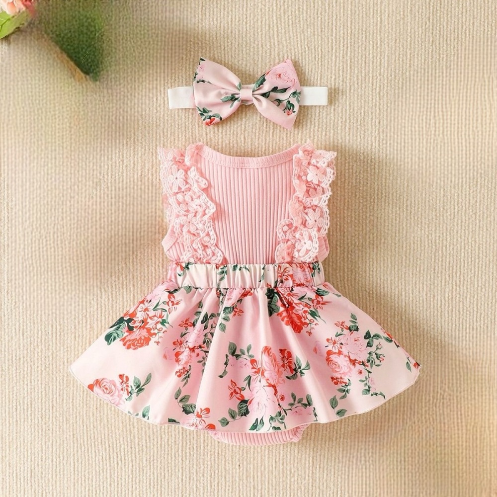 女幼童夏天連衣碎花 無袖包屁衣洋裝-細節圖2