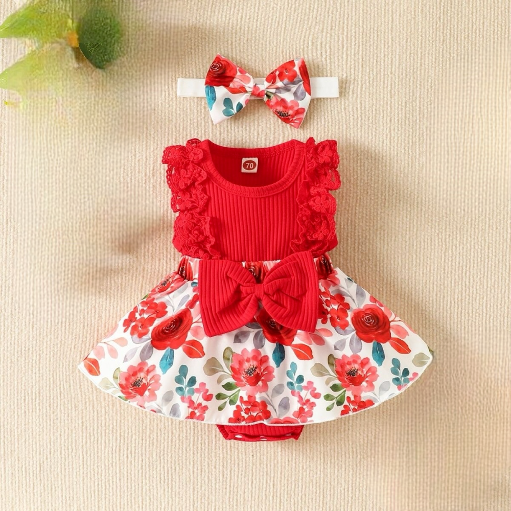 女幼童夏天連衣碎花 無袖包屁衣洋裝-細節圖3