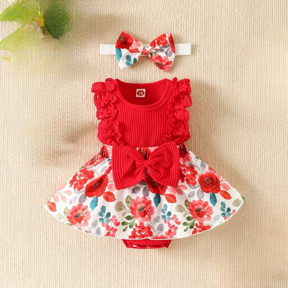 女幼童夏天連衣碎花 無袖包屁衣洋裝-規格圖3