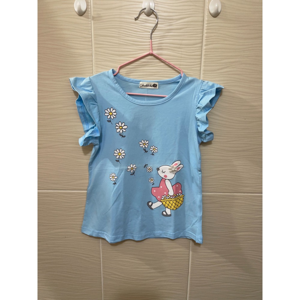 女童荷葉短袖上衣-規格圖2