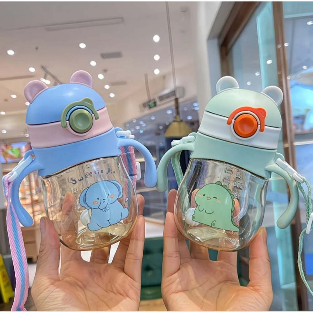 寶寶學飲杯 6個月以上 410ML兒童吸管杯 附重力球 兒童直飲杯 防摔帶手柄飲水杯 寶寶水杯 直飲杯 吸管杯-細節圖2