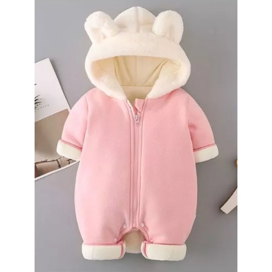 嬰幼兒 加厚連身爬服   粉厚-細節圖2