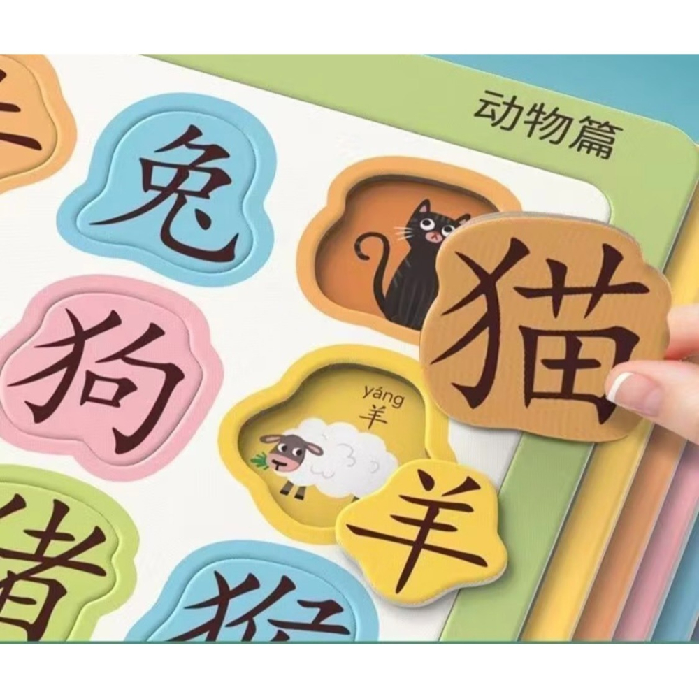 趣味識字拼圖板幼兒寶寶早教漢字認字認知卡片3-6歲兒童益智玩具-細節圖11