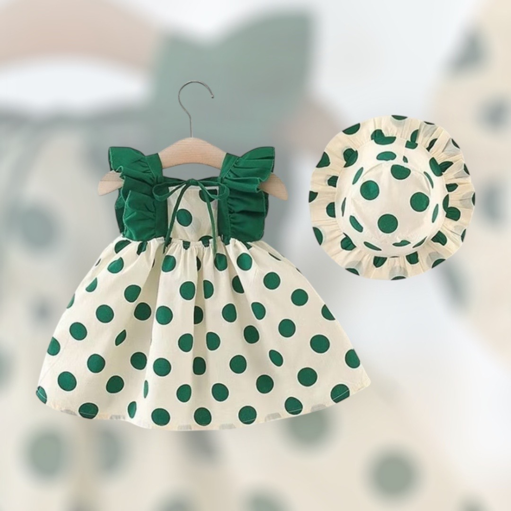 女童夏天連衣露背洋裝 ( 買洋裝+送帽子 )-細節圖2