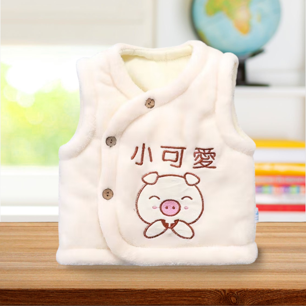 嬰兒珊瑚絨 馬甲新生兒 馬甲寶寶 冬季加棉小背心  〝 尺碼 66 〞〝 尺碼 80 〞-細節圖2