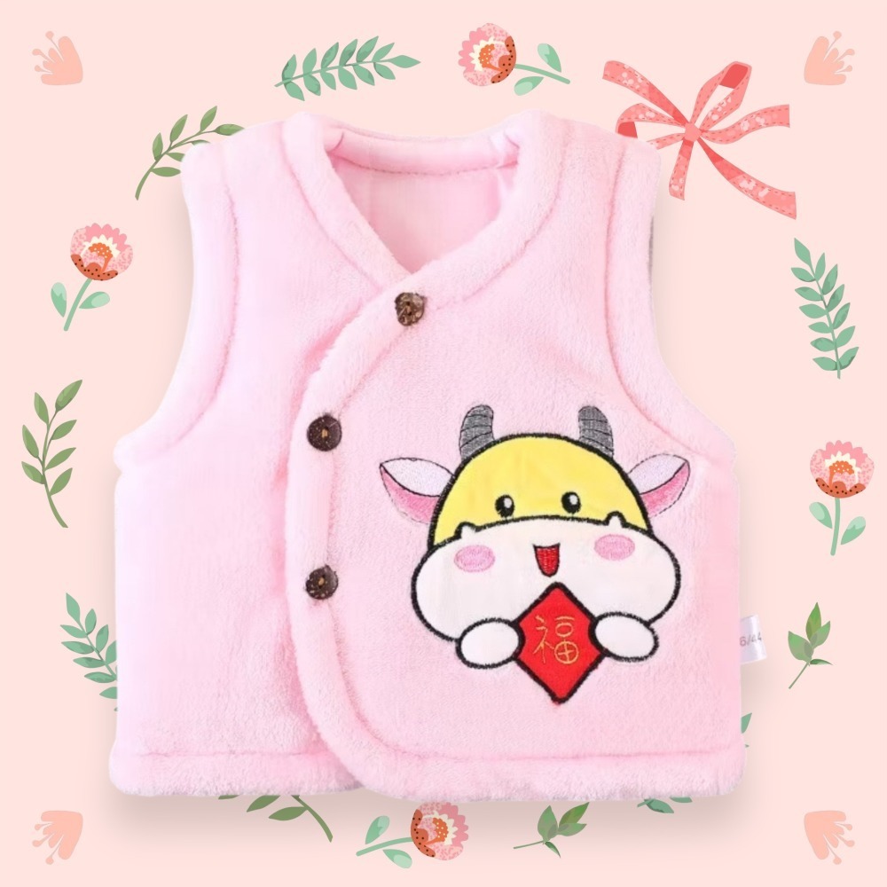 嬰兒珊瑚絨 馬甲新生兒 馬甲寶寶 冬季加棉小背心  〝 尺碼 80 〞〝 尺碼 90 〞-規格圖4