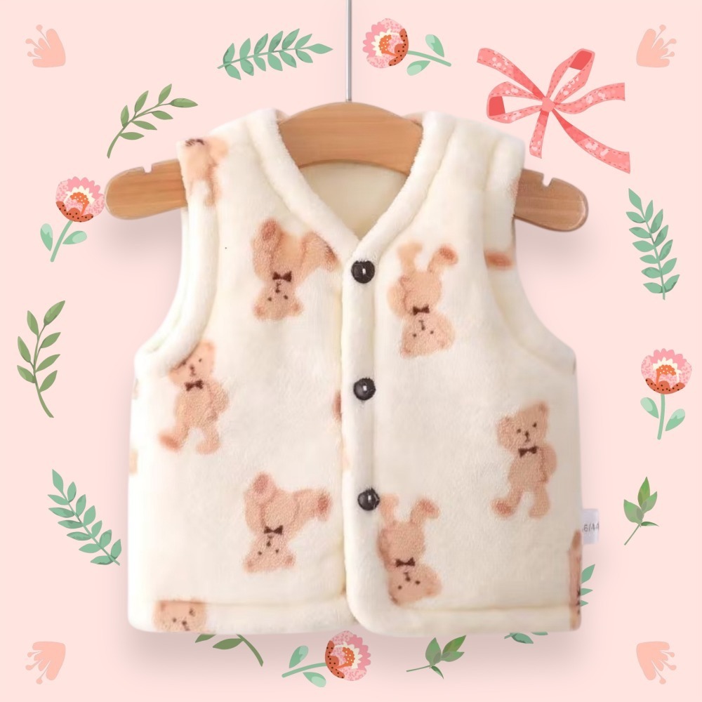 嬰兒珊瑚絨 馬甲新生兒 馬甲寶寶 冬季加棉小背心  〝 尺碼 80 〞〝 尺碼 90 〞-規格圖4