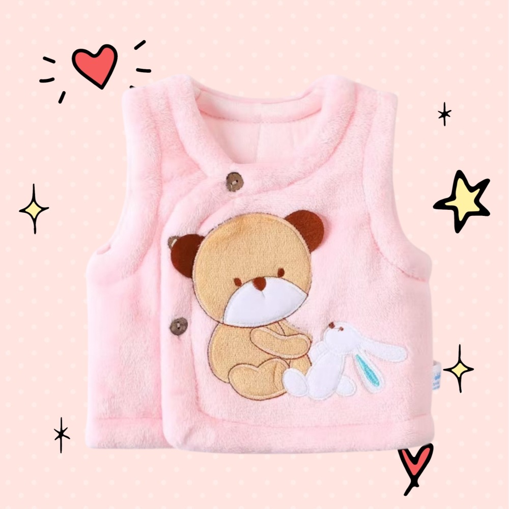 嬰兒珊瑚絨 馬甲新生兒 馬甲寶寶 冬季加棉小背心  〝 尺碼 66 〞〝 尺碼 90 〞-細節圖2