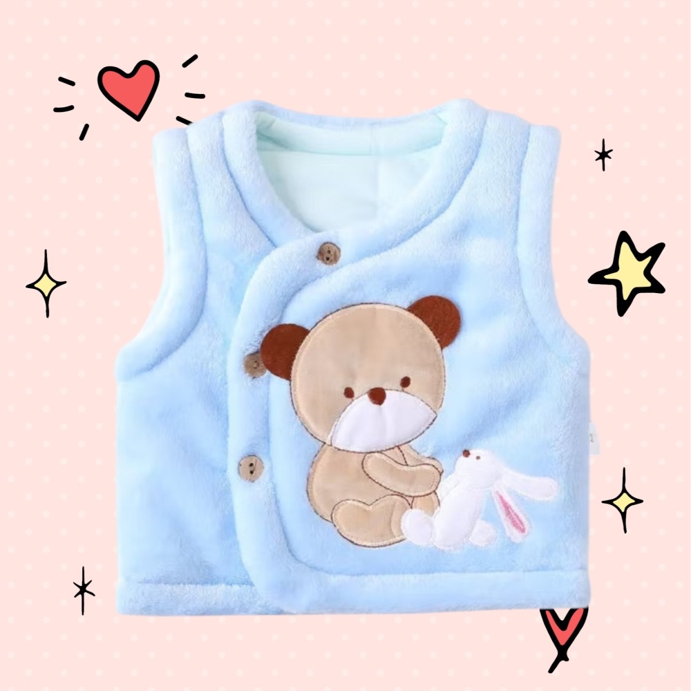 嬰兒珊瑚絨 馬甲新生兒 馬甲寶寶 冬季加棉小背心  〝 尺碼 66 〞〝 尺碼 90 〞-細節圖3