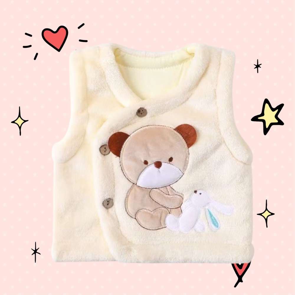 嬰兒珊瑚絨 馬甲新生兒 馬甲寶寶 冬季加棉小背心  〝 尺碼 66 〞〝 尺碼 90 〞-細節圖4