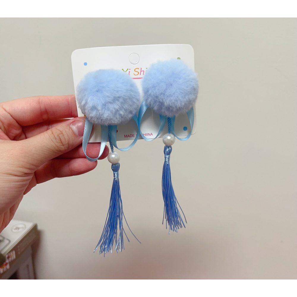 可愛女童 丸子流蘇髮夾   ( 一組2入 )-細節圖6