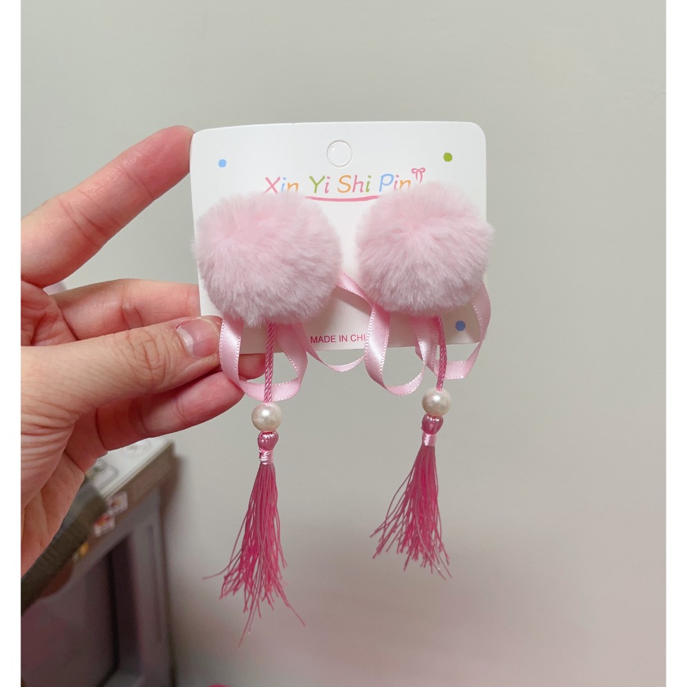 可愛女童 丸子流蘇髮夾   ( 一組2入 )-規格圖6