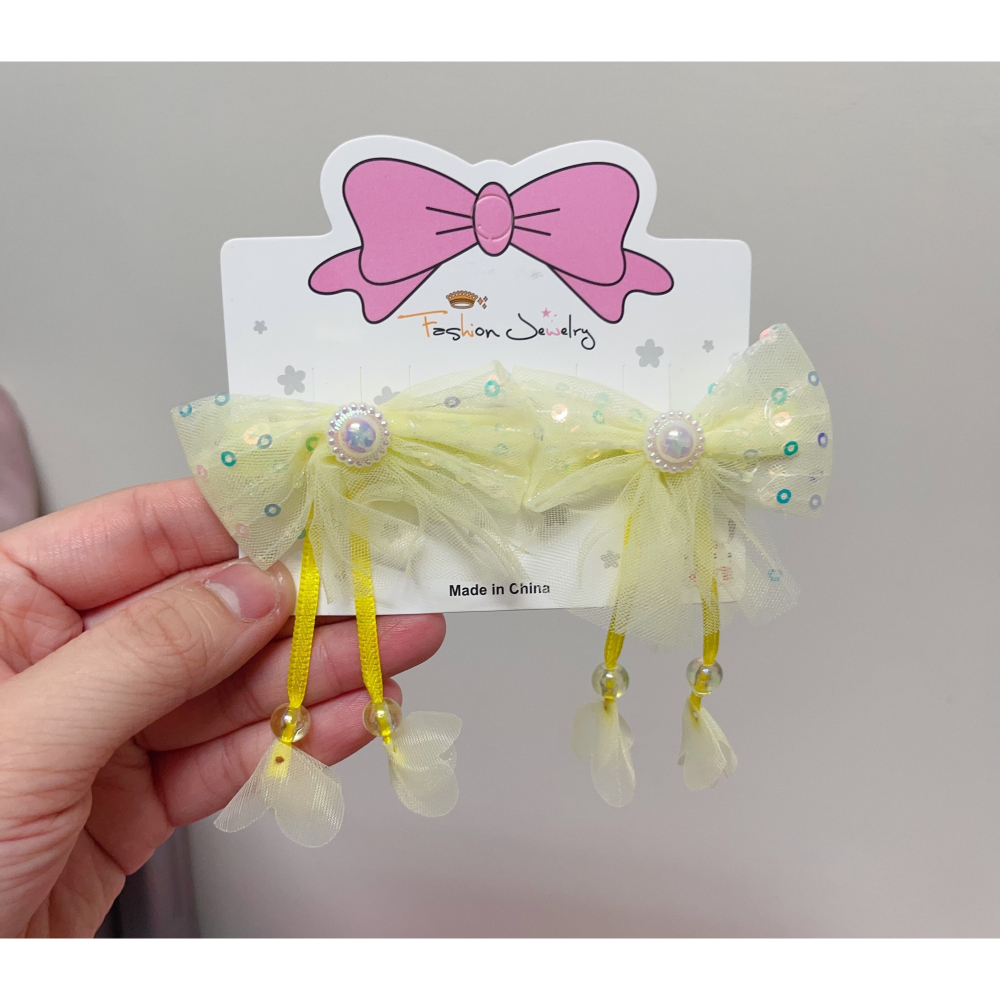 可愛  女童 蝴蝶流蘇髮夾  ( 一組2入 )-細節圖6