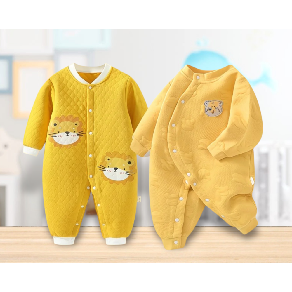 新生兒👶嬰幼兒 男女寶寶長袖三層加棉保暖連身爬服-規格圖2