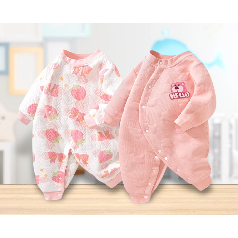 新生兒👶嬰幼兒 男女寶寶長袖三層加棉保暖連身爬服-規格圖2