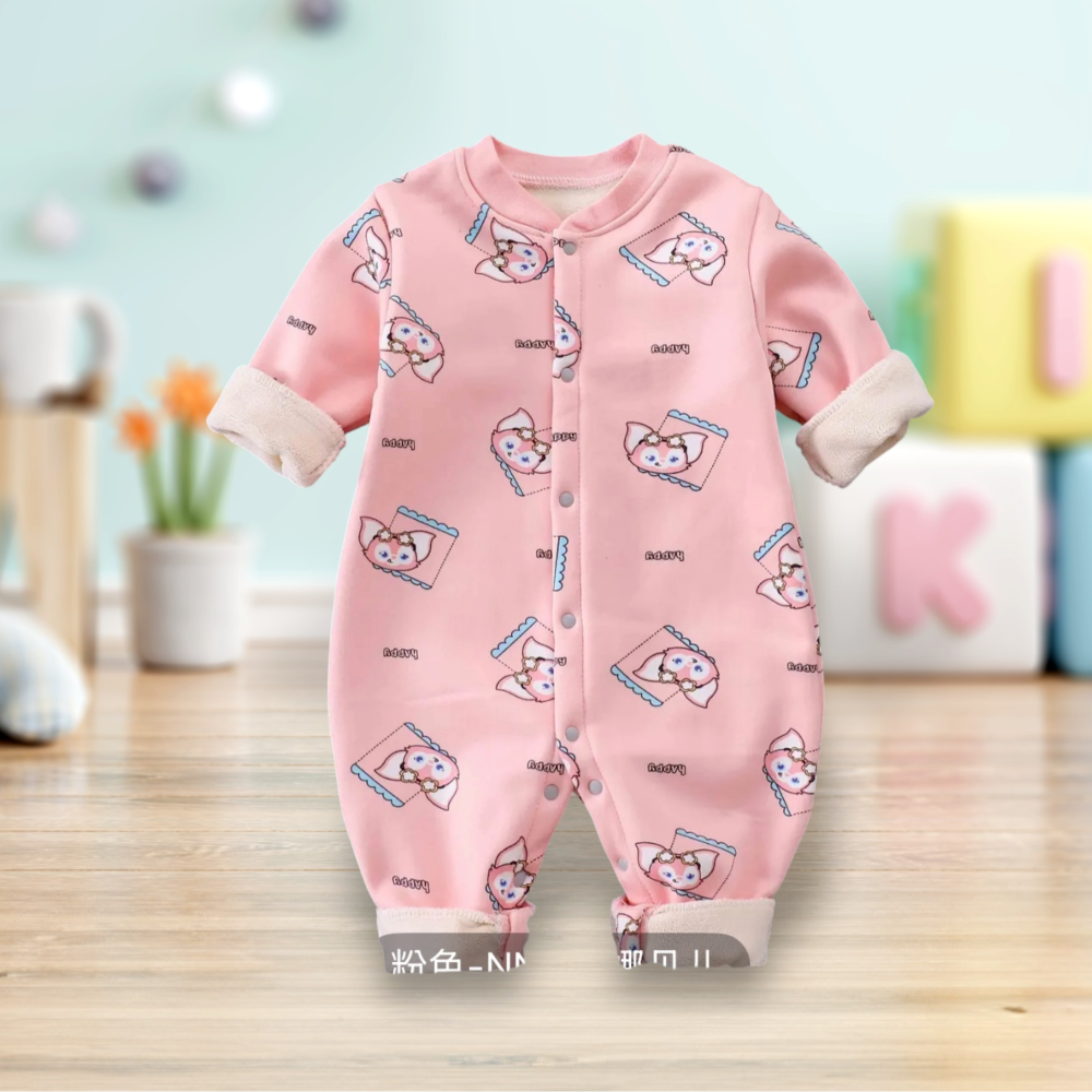 嬰幼兒 👶 男女寶寶 長袖加絨保暖爬服-細節圖4