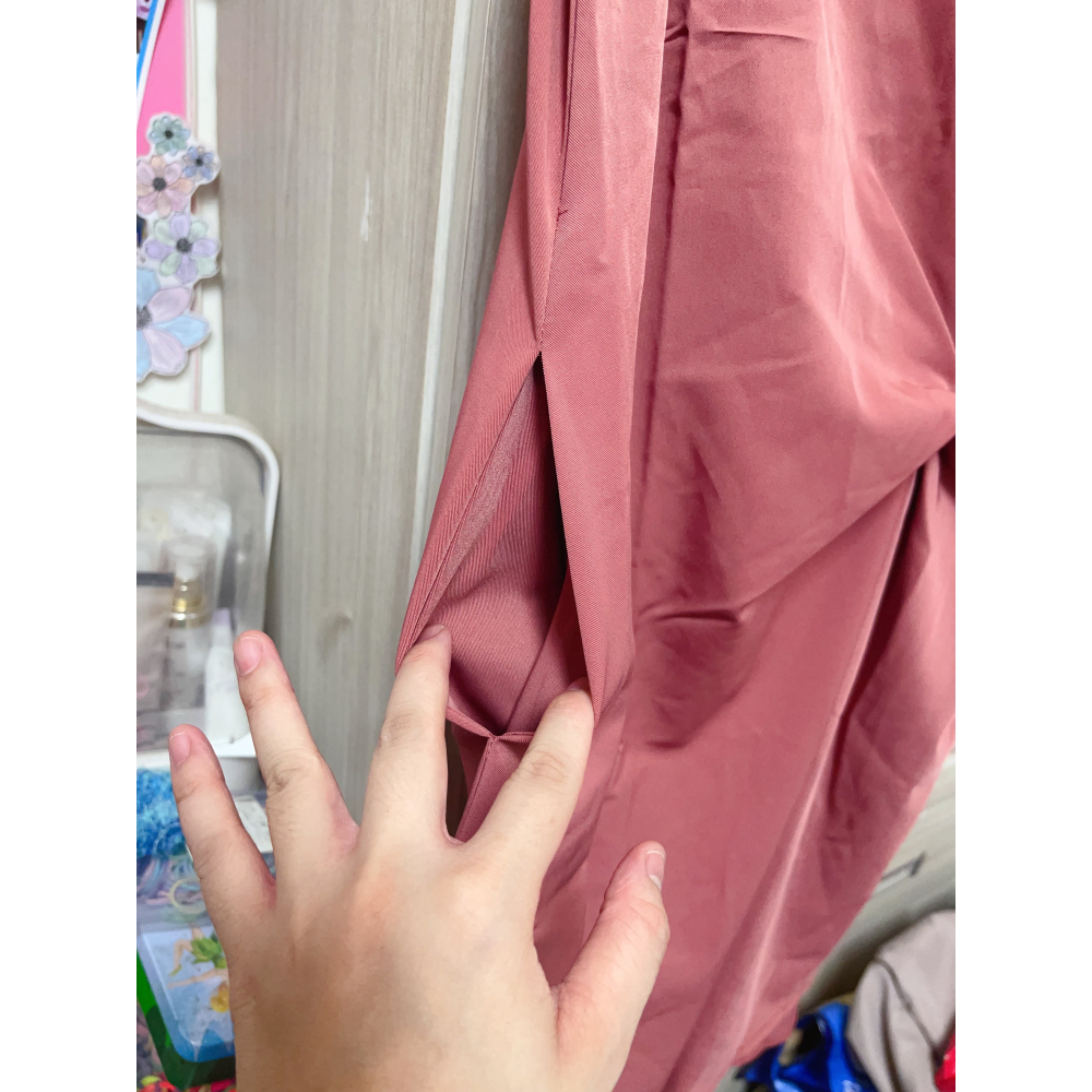 無袖抓皺古典玫瑰色洋  ( 尺碼 XL )-細節圖2