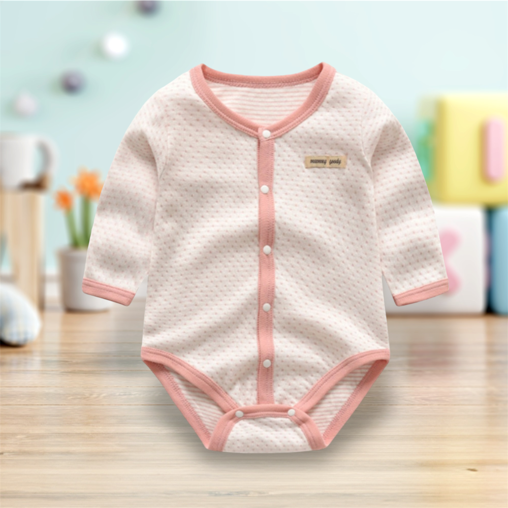 新生兒👶嬰幼兒 男女寶寶長袖前扣式空氣棉包屁衣-細節圖2