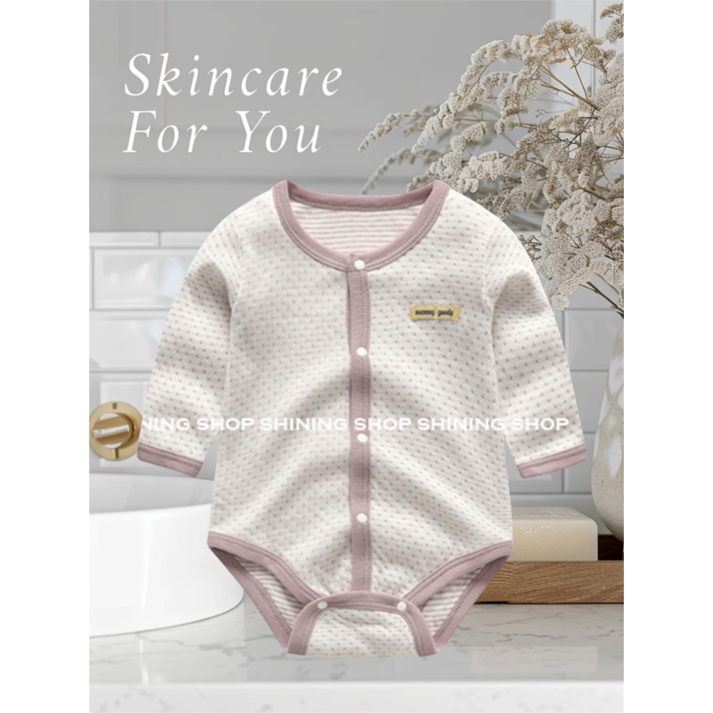 新生兒👶嬰幼兒 男女寶寶長袖前扣式空氣棉包屁衣-細節圖3