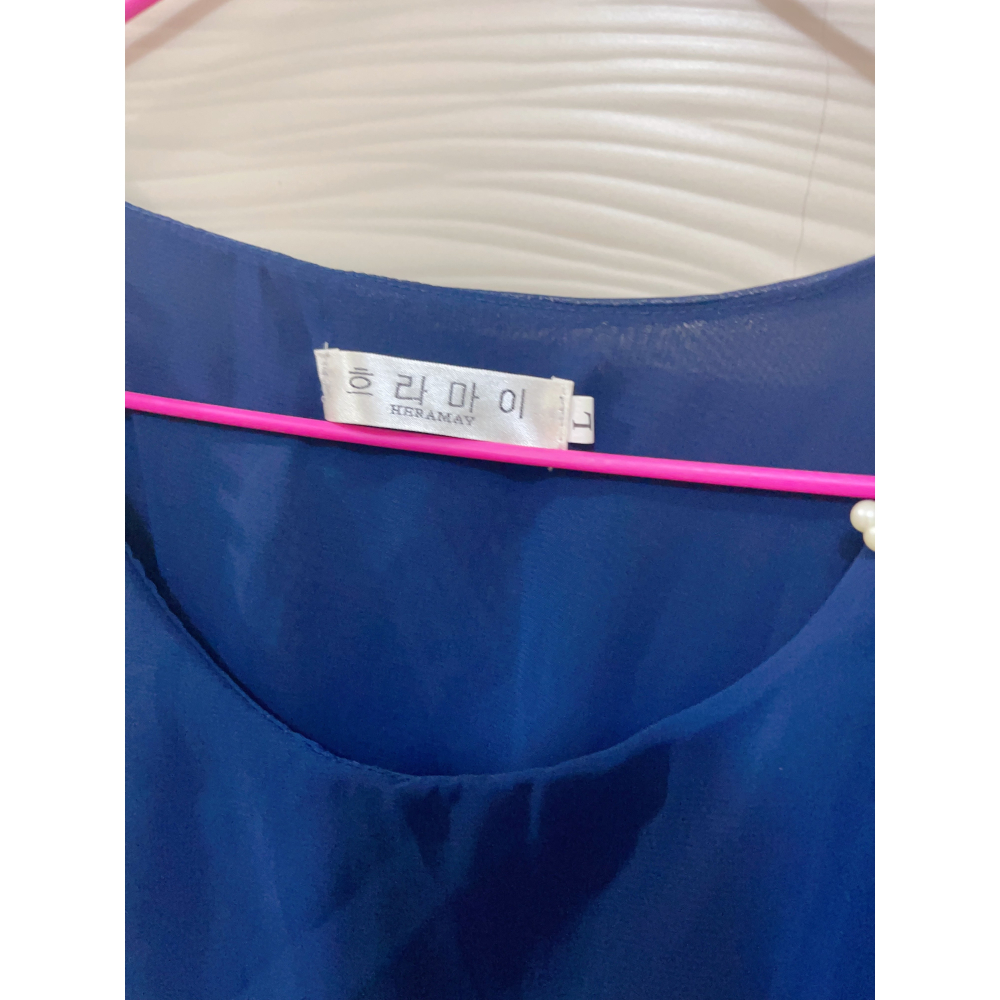 美麗動人無袖連身雪紡珍珠洋裝-細節圖2