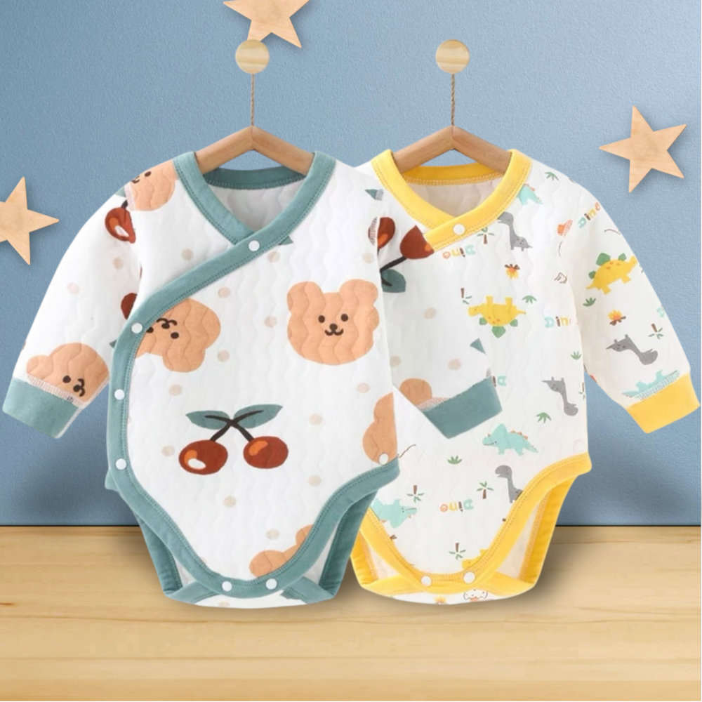 新生兒👶嬰幼兒 男女寶寶長袖側開空氣棉 包屁衣-細節圖2