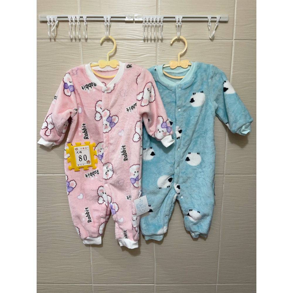 新生兒👶嬰幼兒 男女寶寶法蘭絨長袖連身爬服-細節圖2