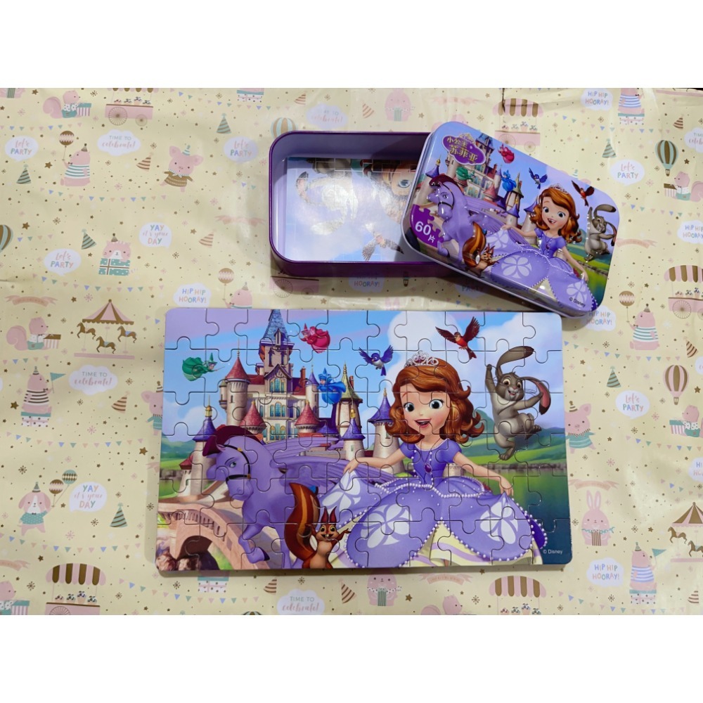 木製鐵盒60片拼圖 🧩 卡通款  PS  拼圖後面有數字有圖片可以看這拼-規格圖5