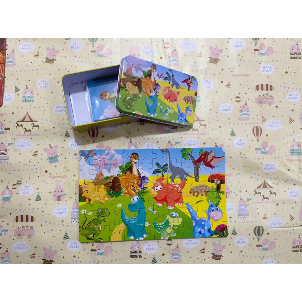 木製鐵盒60片拼圖 🧩 卡通款 PS 拼圖後面有數字有圖片可以看這拼-規格圖5